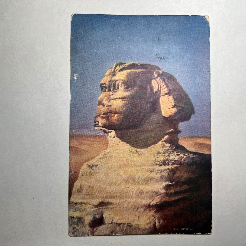 1905 VTG Postcard Raphael Tuck‎ Egypt Sphinx Moonlight Pyramid Oilette Art Giza
